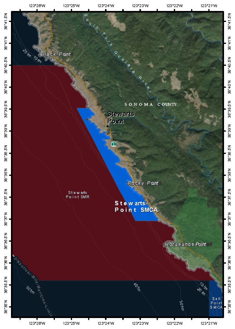 Map of Stewarts Point State Marine Conservation Area - click to enlarge in new tab